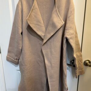 Stylish Tan Open Front Coat